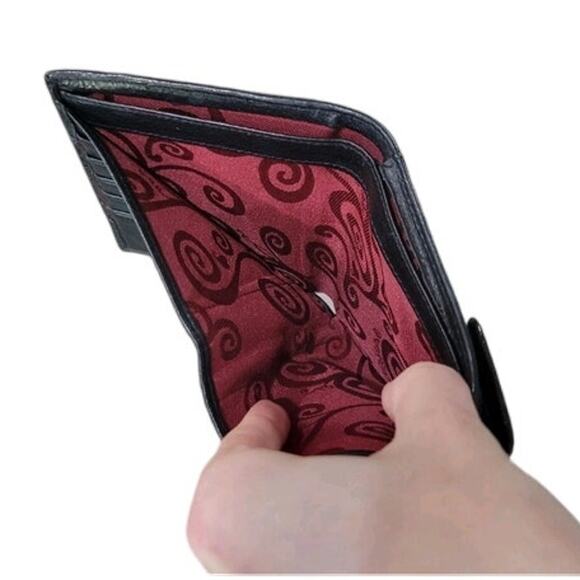 Brighton Black Embossed Leather Wallet - Hearts & Paisley Design - Elegant Style - Picture 10 of 12